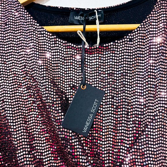 VANESSA SCOTT Pink Sequin Ruched Sleeveless Party Dress | Medium * - Picture 4 of 6